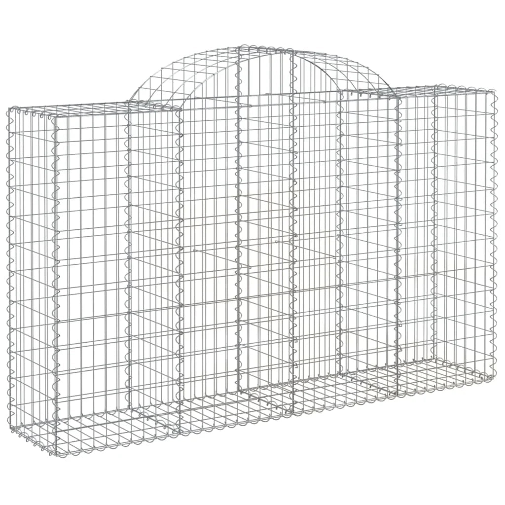 Cestini gabbioni recinzione a gabbia muro di contenimento ad arco 6 pezzi 200 x 50 x 120/140 cm ferro zincato argento 02_0040997