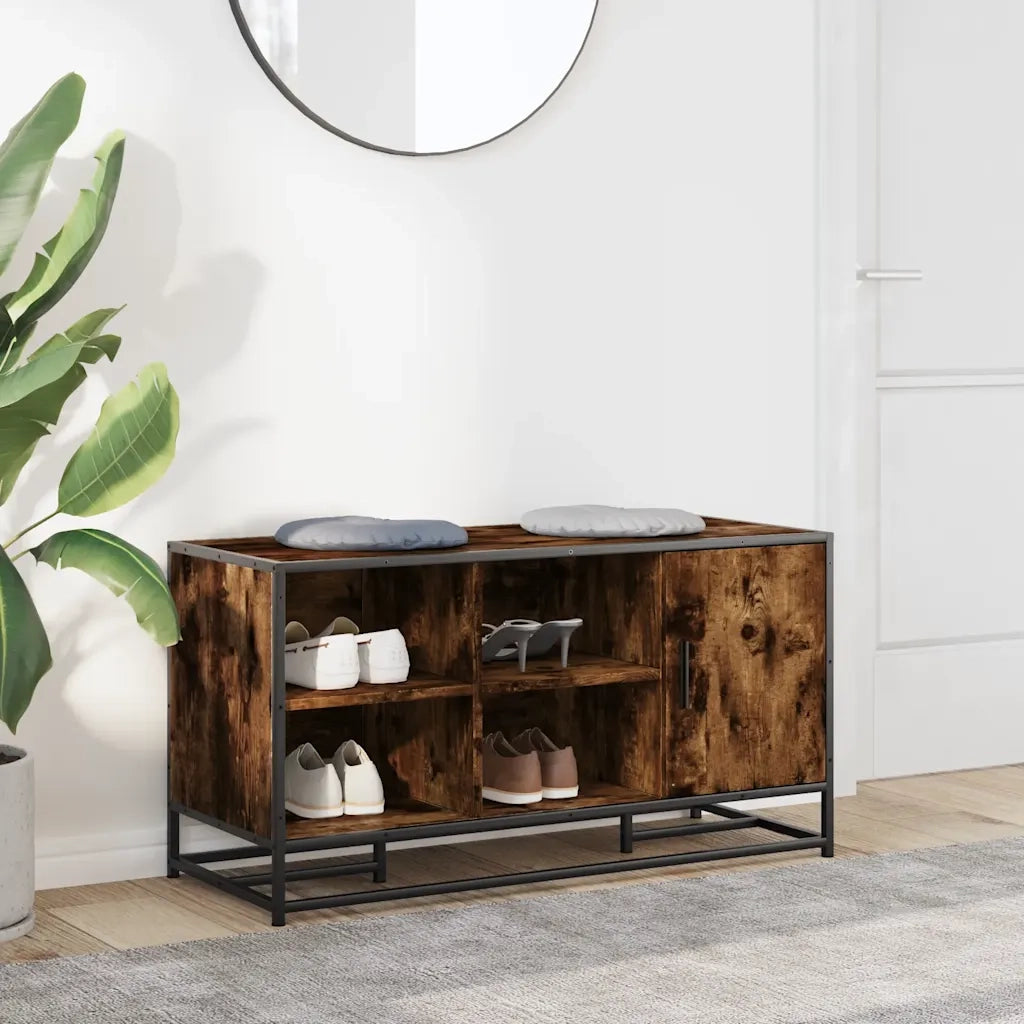 Scarpiera | Mobile per scarpe in Rovere Fumo 100x40x53,5 cm in Truciolato e Metallo