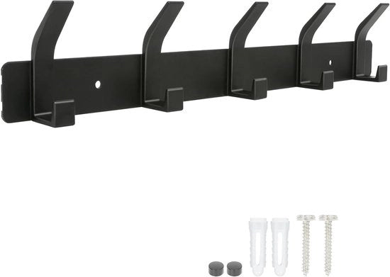 Hanger per armadio - Attacchi per parete - 5 pezzi - Nero - Alluminio