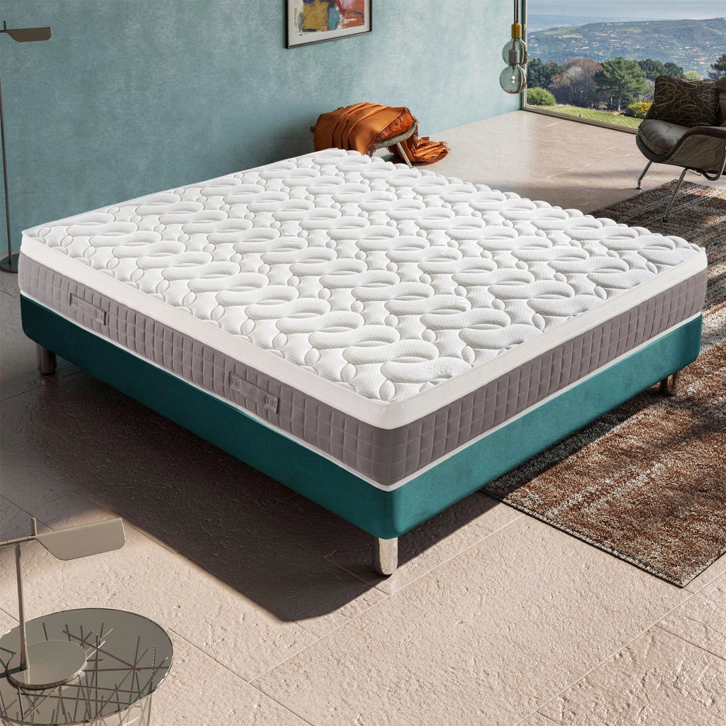 Materasso Piazza e Mezza 120x190 molle indipendenti e memory foam, altezza 25 cm, a zone di supporto differenziato, SFODERABILE, SKY