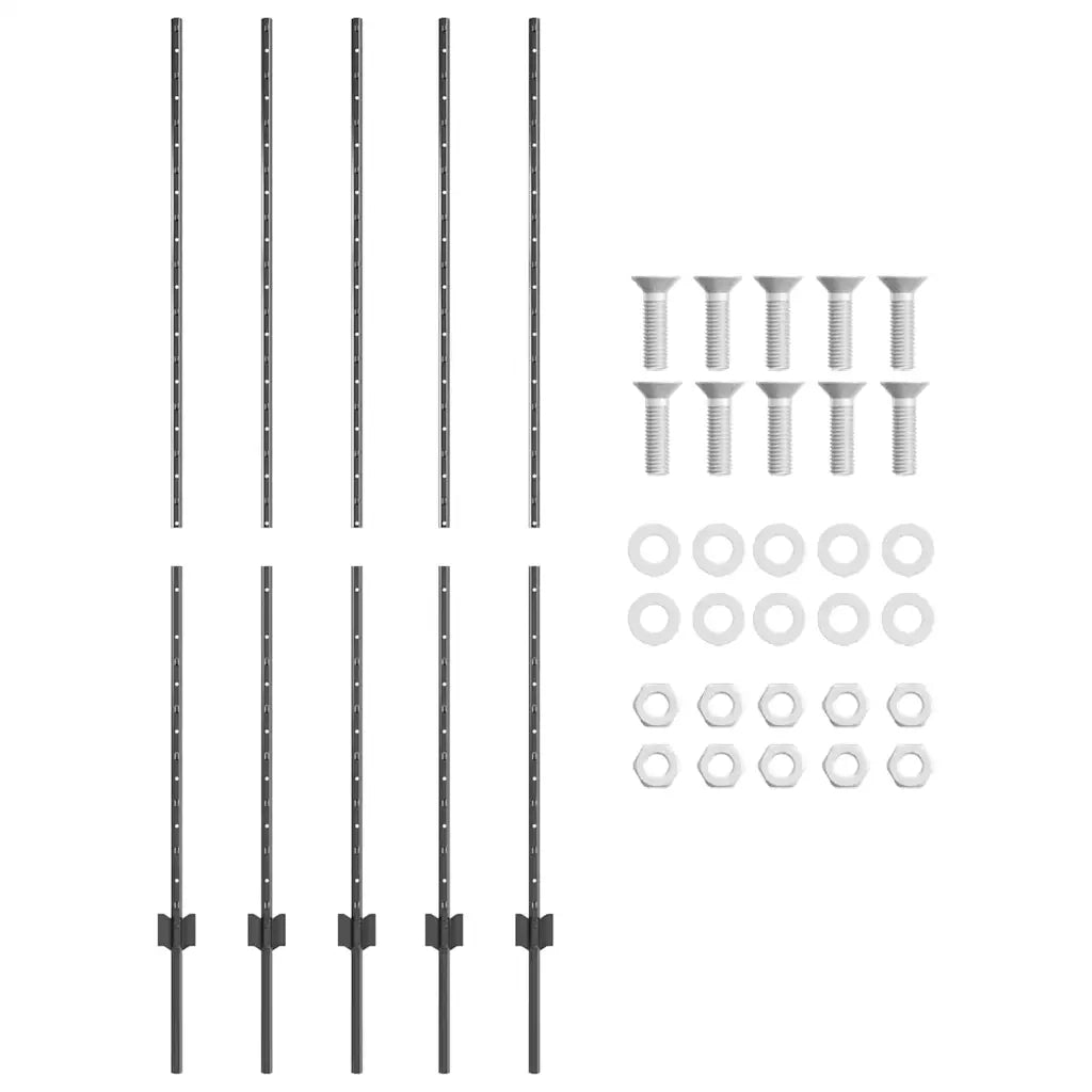 Palo della recinzione 5 pcs Grigio 150 cm Acciaio 42006286