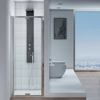 Porta doccia nicchia 90 cm a soffietto con vetro in cristallo trasparente Ted