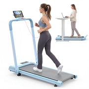 Tapis roulant domestico, con funzione di inclinazione, tapis roulant da tavolo compatto e portatile, portata massima 120 kg, blu