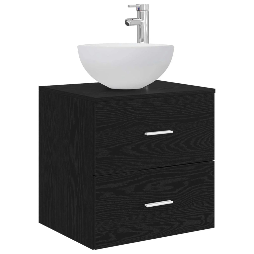 Set di Armadi da Bagno 3 pz Rovere Nero 49,5 x 35 x 63 cm 3405788