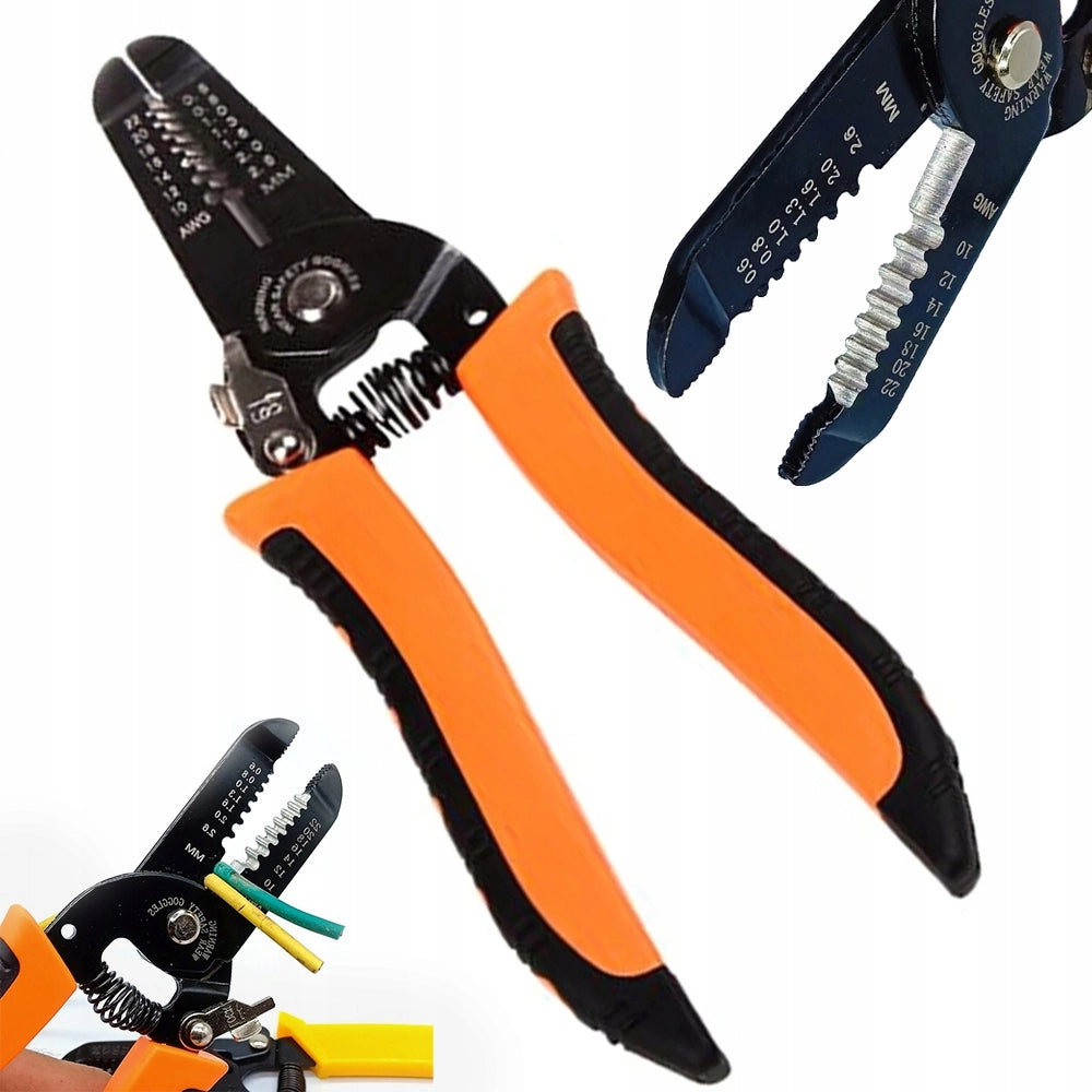 Utensile Multifunzionale 3 in 1 – Spelafili, Pinze e Tronchesi | Acciaio HRC50 ±3 | 7 Fori per Fili 0,6–2,6mm