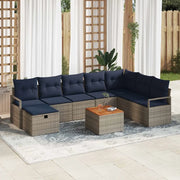 Set Divano da Giardino con cuscino 9 pcs Grigio polyrattan 3359556