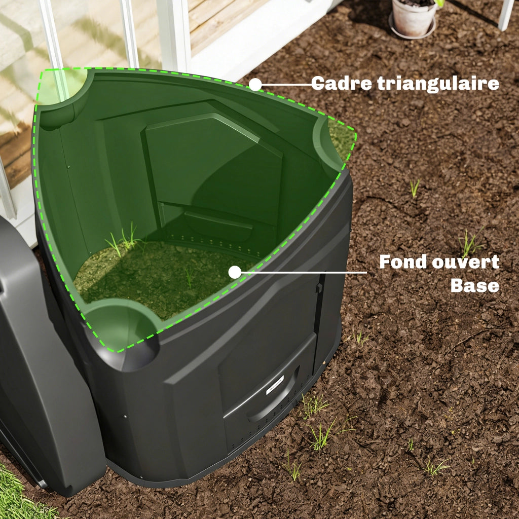 Compostiera da Giardino 240L ¨C Xylo ¨C Polipropilene Nero con 3 Porte 78x75x78 cm