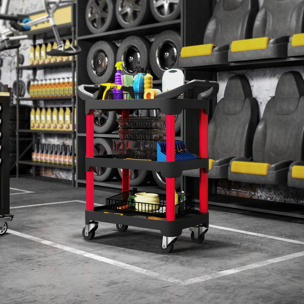 Carrello per attrezzi con 3 livelli ¨C Minimal ¨C Nero, plastica