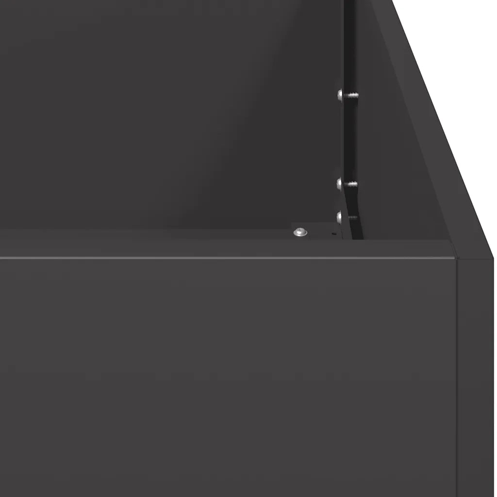 Fioriera | Cassetta per fiori | Vaso Nera 360x40x40 cm in Acciaio Laminato a Freddo