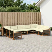 Set di divani da esterno con cuscino 9 pcs Naturale e Crema 3381674