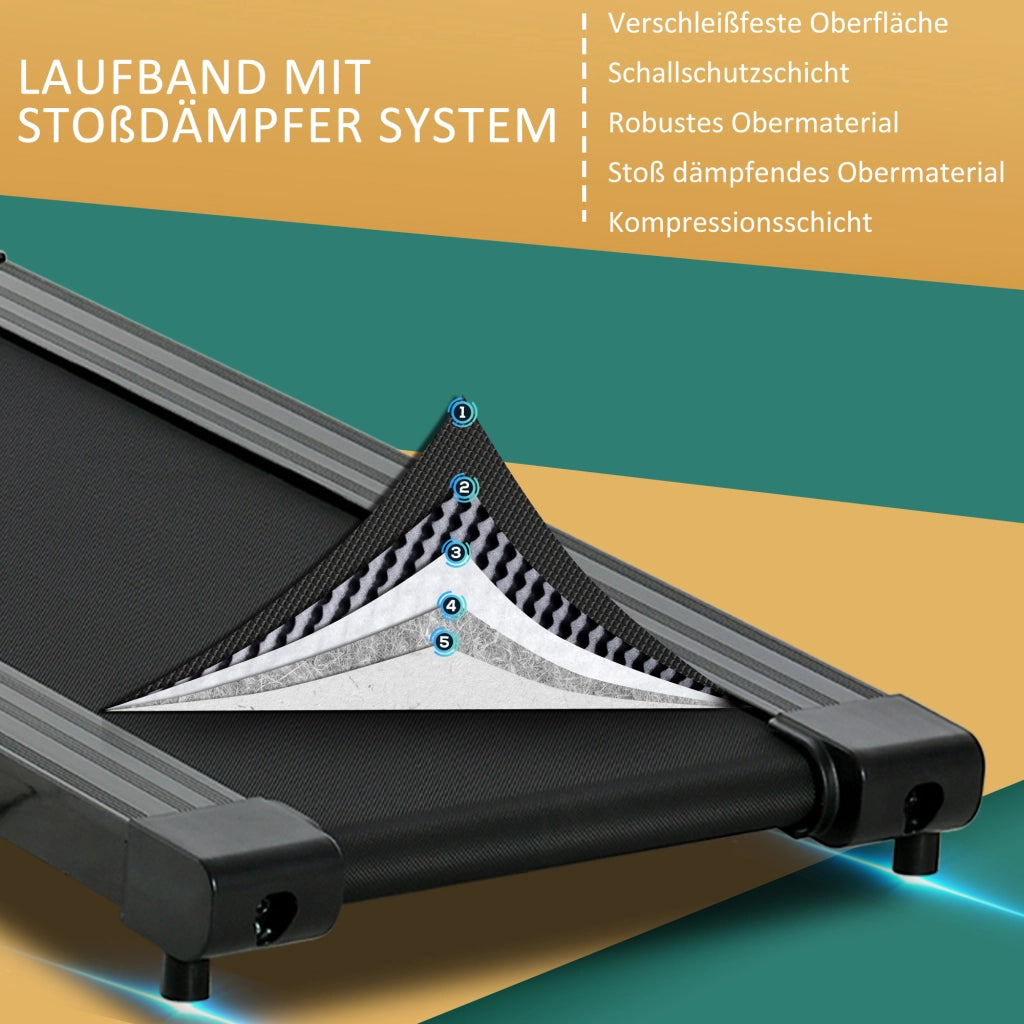 Tapis Roulant Elettrico Pieghevole ¨C Xylo ¨C LCD Display, 0,8-10 km/h, 500W, 123x62x117cm, Nero
