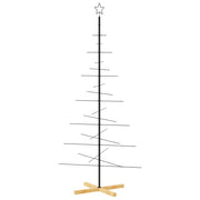 Albero di Natale in Metallo con Base in Legno-Decorazioni natalizie Nero 180 cm