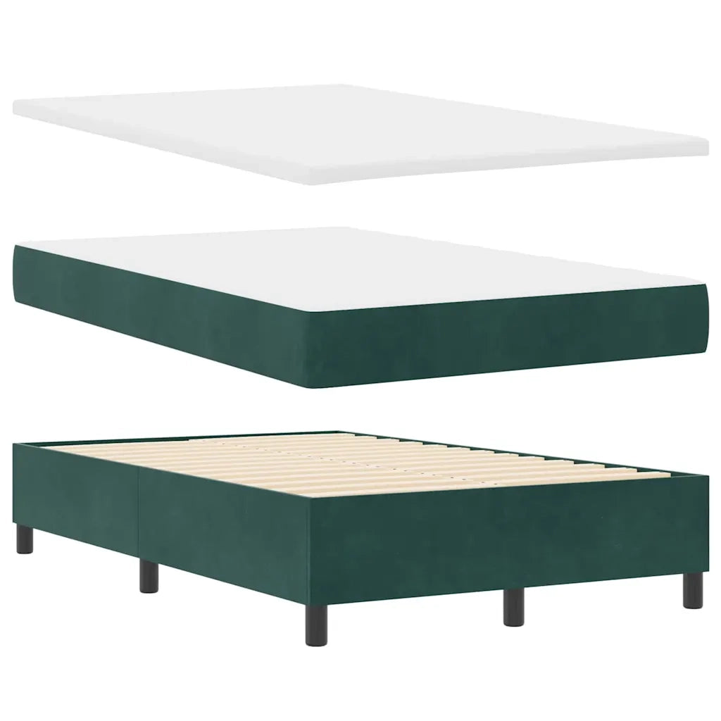Letto a molle con materasso Verde Scuro 120 x 190 cm Velluto