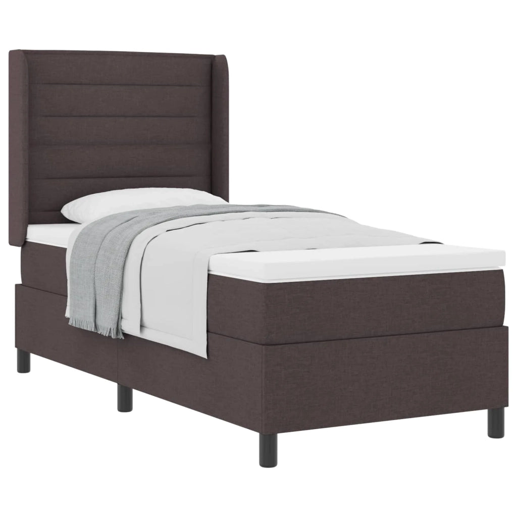 Letto a molle con materasso Marrone Scuro 190 x 90 cm Tessuto 3341556