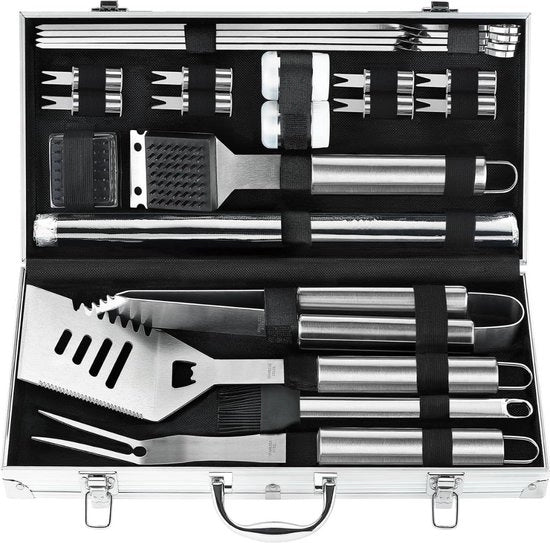 Impianto di BBQ in Acciaio Inossidabile con Set di Accessori per BBQ e Pannelli di Griglia - Completa Apparecchiatura di Barbecue - Qualità Premium per Risultati di Griglia Perfetti - Regalo Ideale per Appassionati di BBQ