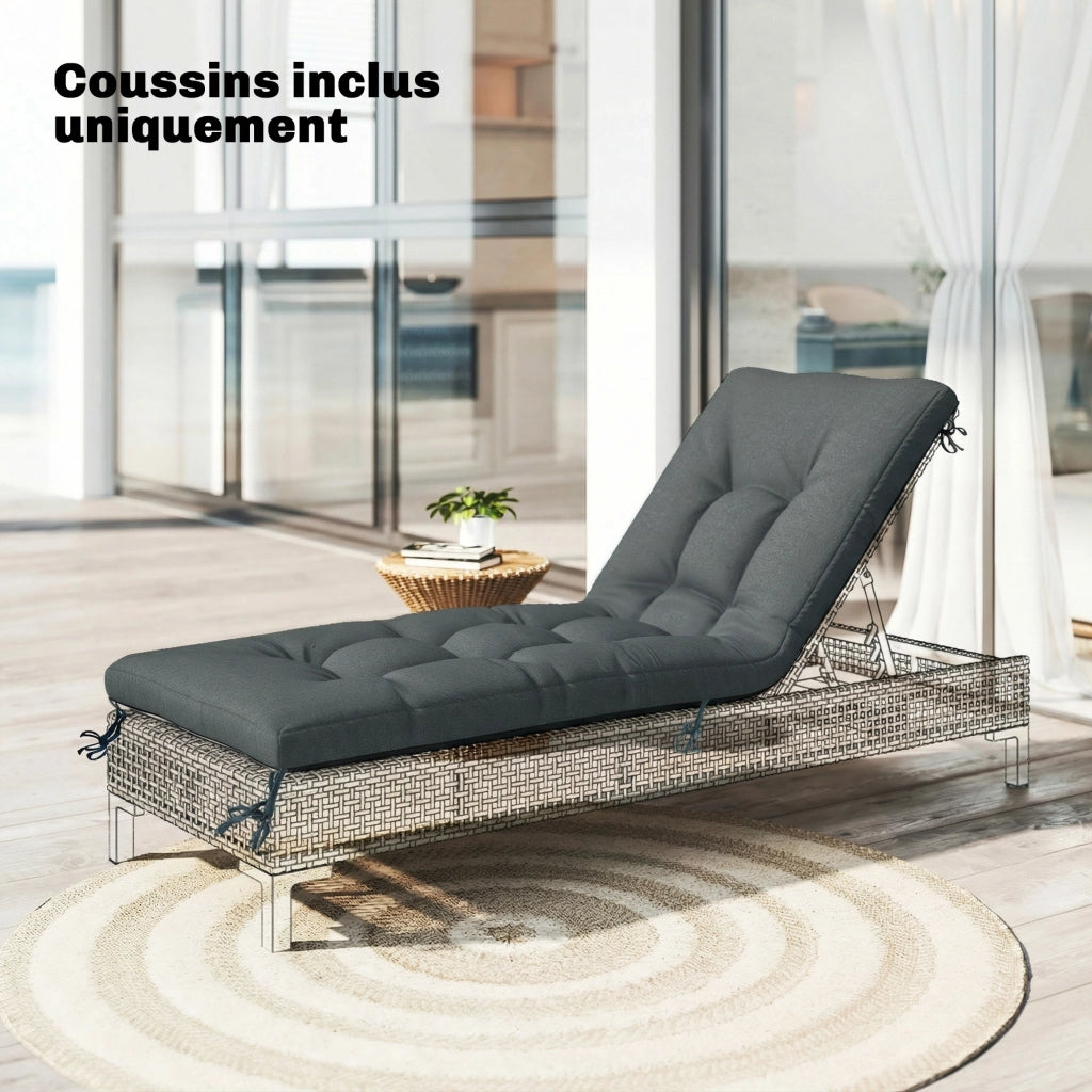 Cuscino per Lettino Prendisole ¨C Xylo ¨C Memory Foam Grigio Scuro 198x65x13cm
