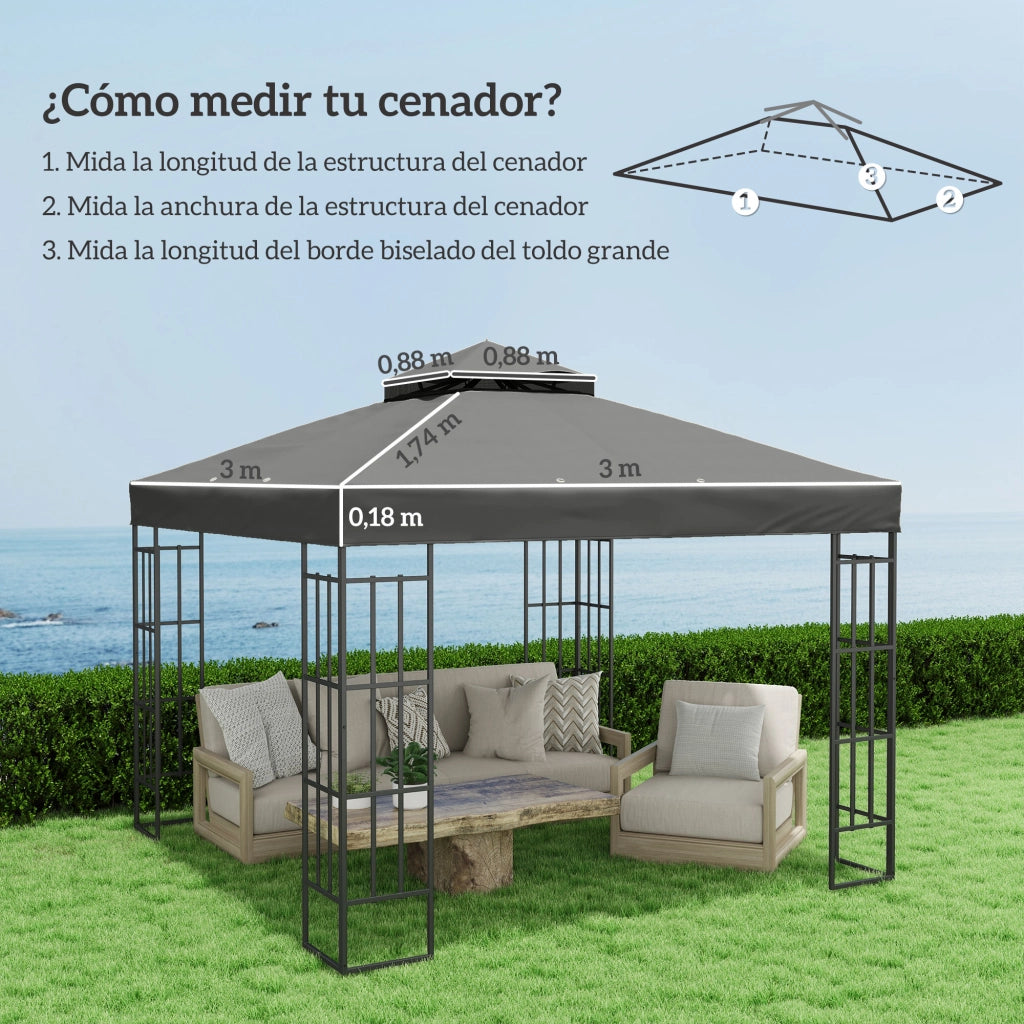 Toldo da giardino 3x3 m con protezione UV ¨C Minimal ¨C grigio scuro
