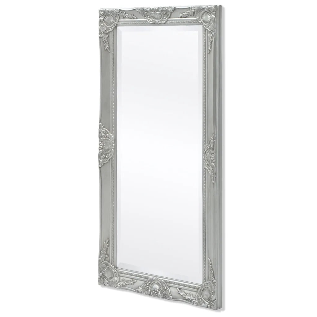 Specchio da Parete Stile Barocco 100x50 cm Argento 243681