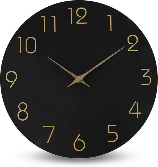 Orologio da parete moderno 30 cm, 12 pollici, quadrato, orologio da parete quartz con design moderno e stile per soggiorno, ufficio, camera da letto (nero)