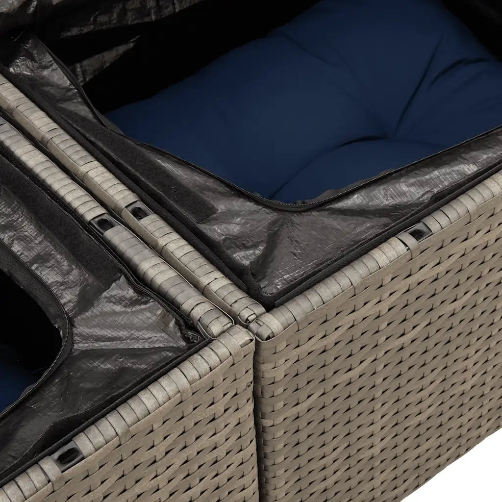 Set Divani da Giardino 8 pz con Cuscini Grigio in Polyrattan