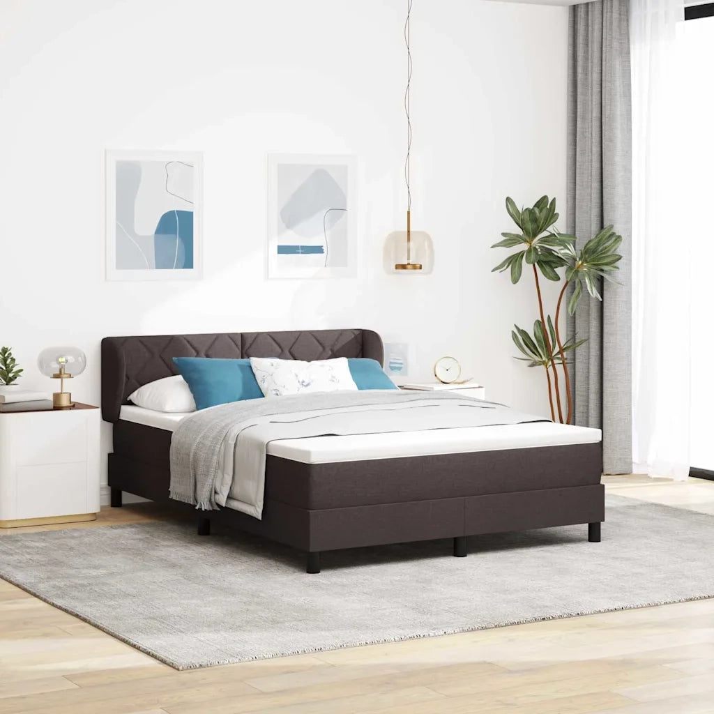 Letto a molle con materasso Marrone Scuro 160 x 200 cm Tessuto 3340097