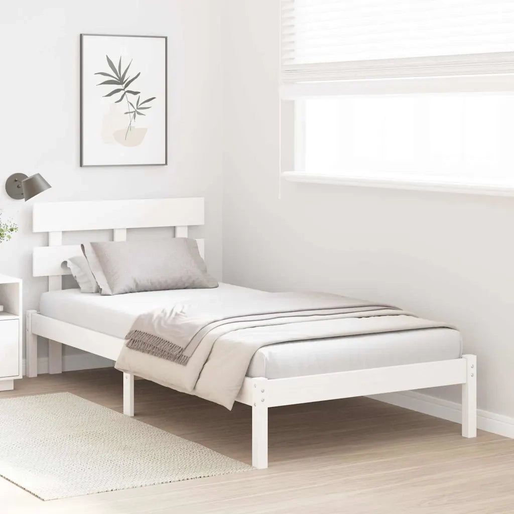 Letto singolo | Letto per adulti | Struttura del letto Bianco 90 x 190 cm Legno massello di pino
