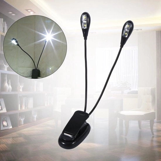 Lampada da lettura portatile con clip - Flessibile e trasportabile - Adatta per libri, partiture e tablet - Alimentata da USB e batteria - Ideale per la lettura a letto, musicisti e viaggiatori