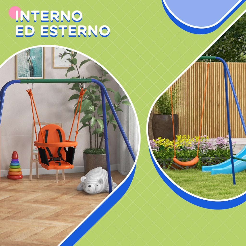 Altalena 2 posti per bambini ¨C Minimal ¨C arancione e blu