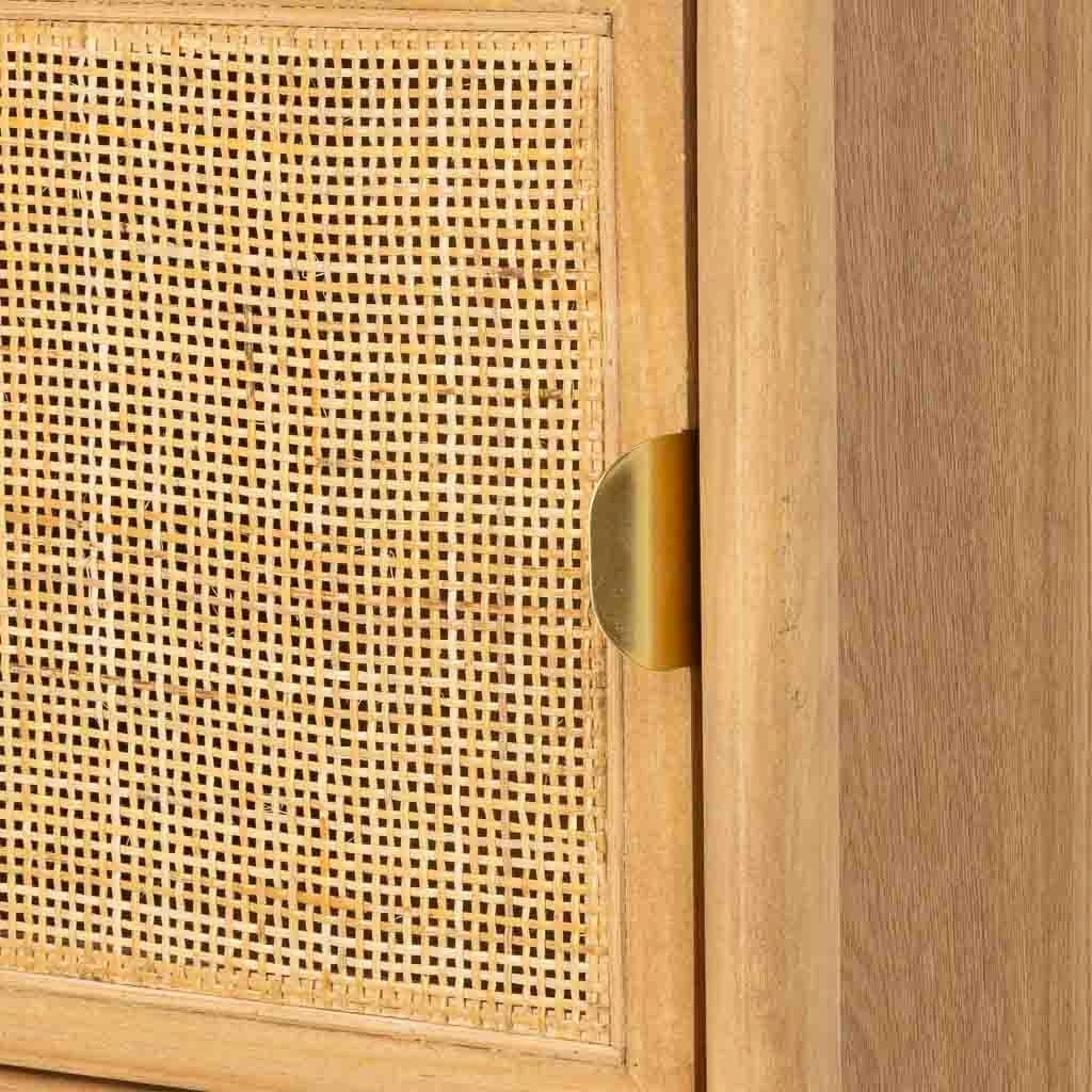 Comodino in legno e rattan marrone 45x35x66h cm