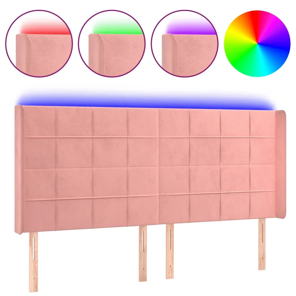 Testiera a LED rosa 163x16x118/128 cm in Velluto 3124107