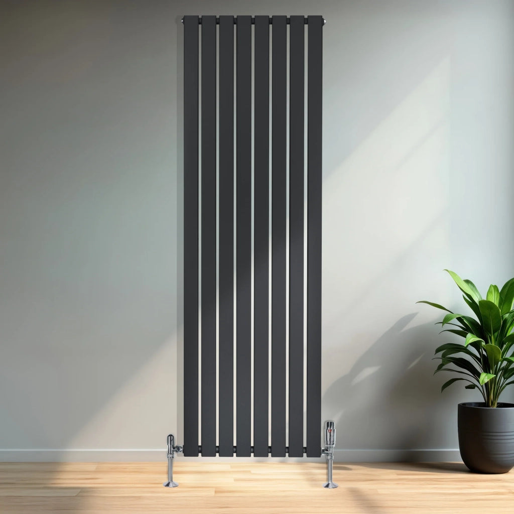 Radiatore Verticale Design Piatto Colonna Singola Nero 1800x560 mm