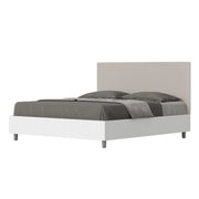 BS COM Letto matrimoniale con rete 160x200 bianco frassino testata similpelle tortora