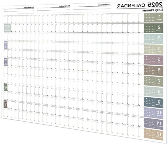 Calendario da Parete 2025 - Calendario Poster Pianificatore Giornaliero - Pianificatore Mensile per 12 Mesi per la Pianificazione e l'Organizzazione.