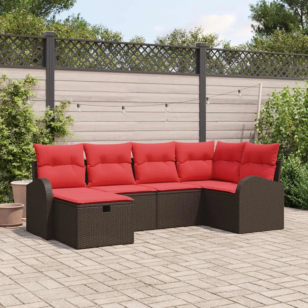 Set Divano da Giardino con cuscino 6 pcs Marrone polyrattan 3360415