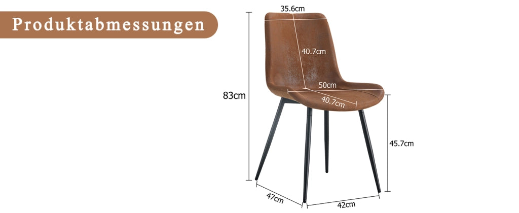Set di 4 sedie da pranzo marroni in tessuto tecnico traspirante: design moderno con seduta e schienale allargati e piedini in metallo antiscivolo, ide