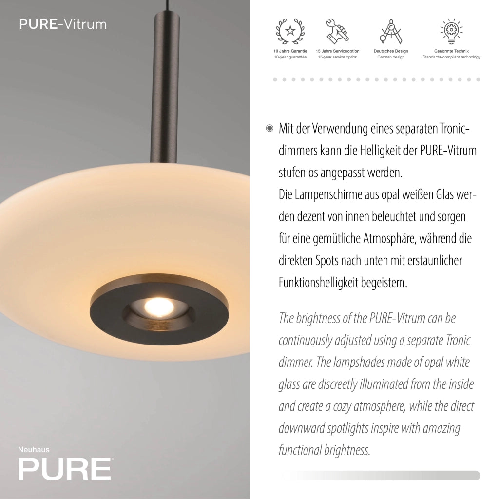 Sospensione moderna PURE VITRUM bronzo/bianco LED 10W Neuhaus