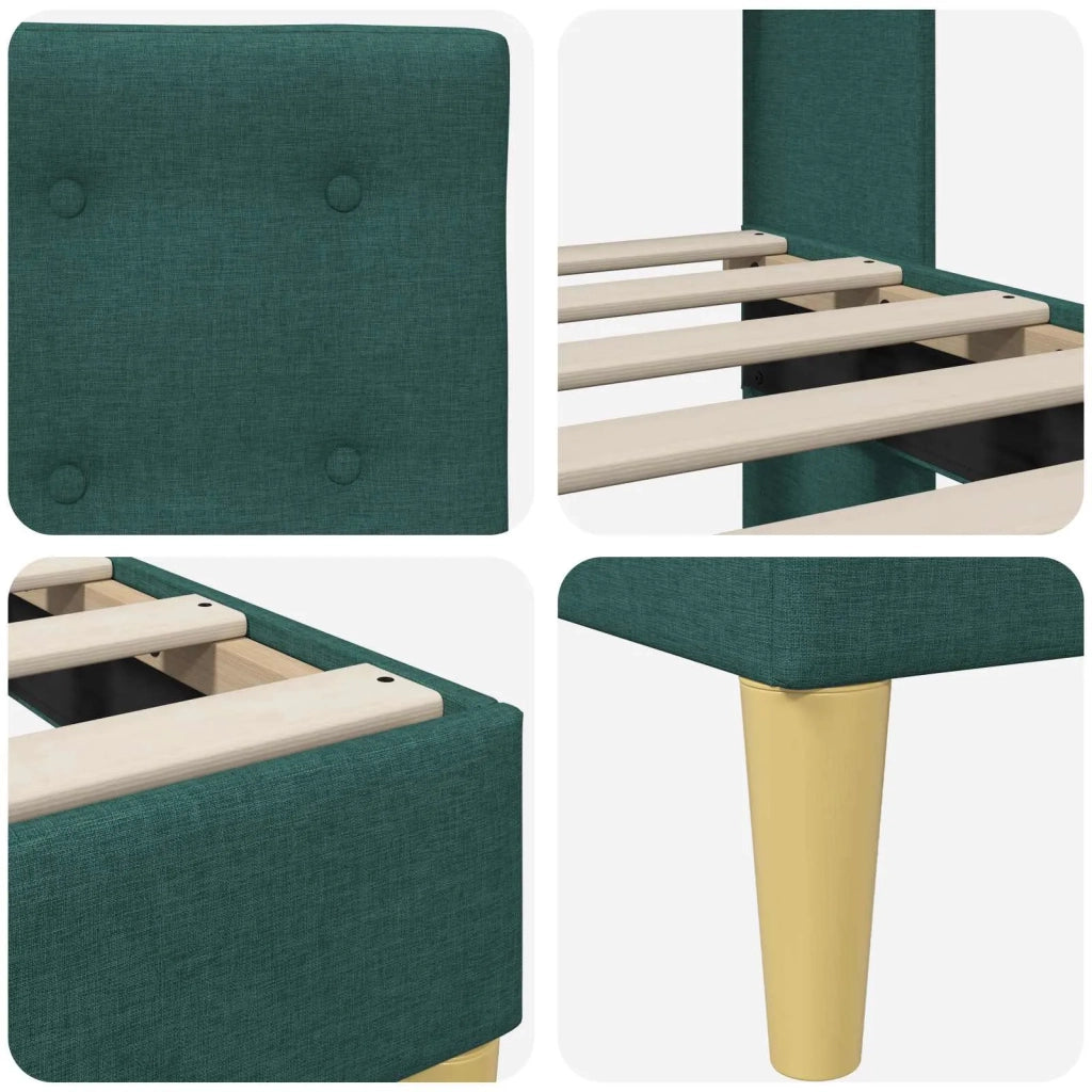 Letto matrimoniale | Letto per adulti | Struttura del letto Verde Scuro 120 x 200 cm Tessuto