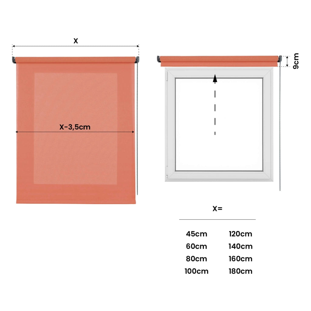 Tenda a Rullo Filtrante, Tenda Avvolgibile Traslucida Liscia Per Finestre e Porte Corallo 60x180 cm