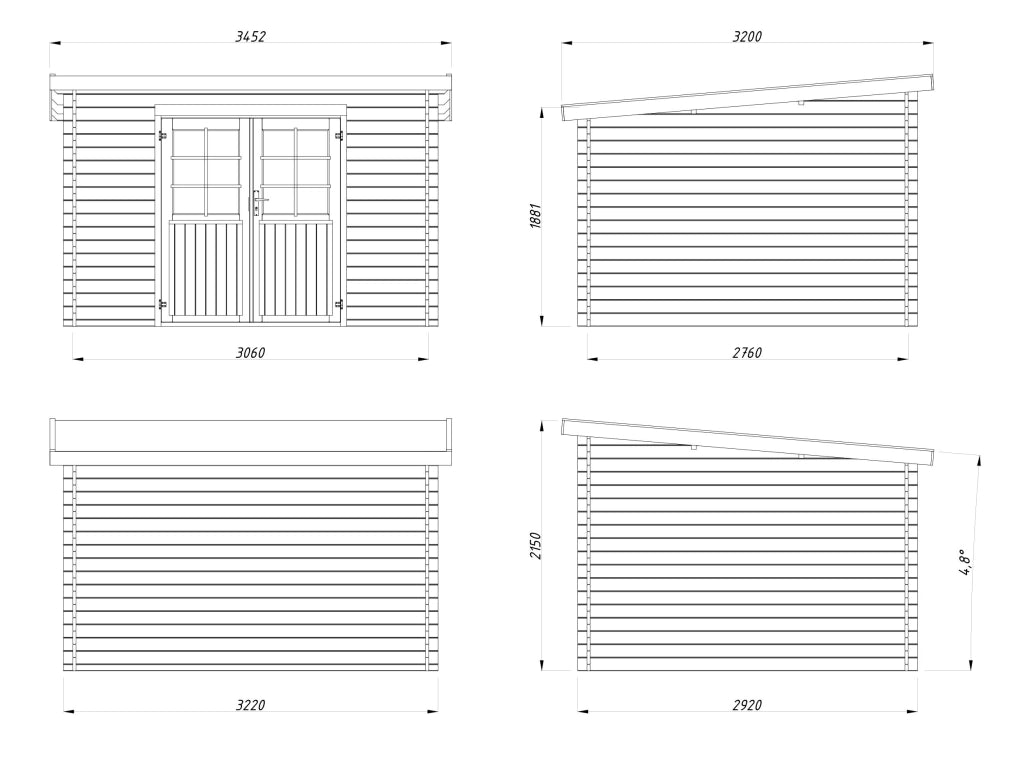 Casetta in legno non trattato Nora A 322x292 cm