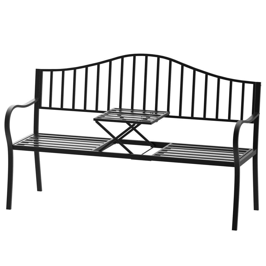 Panchina da Giardino 2 Posti con Tavolino ¨C Xylo ¨C Metallo Nero