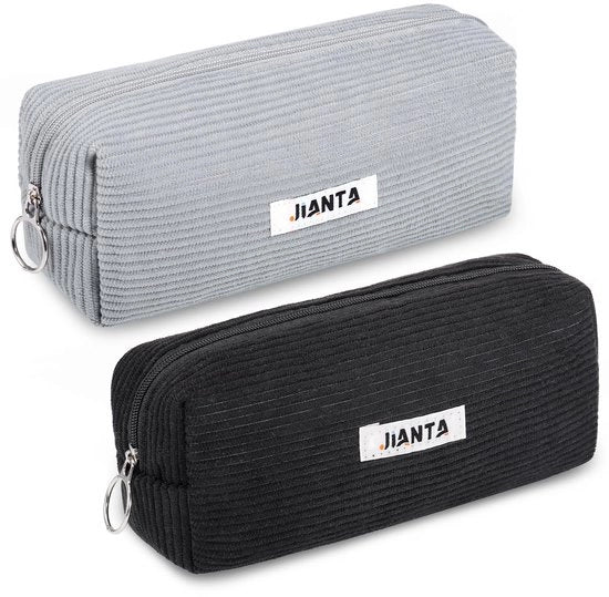 Etui 2-pack in corduroy, con colori grigio e nero.