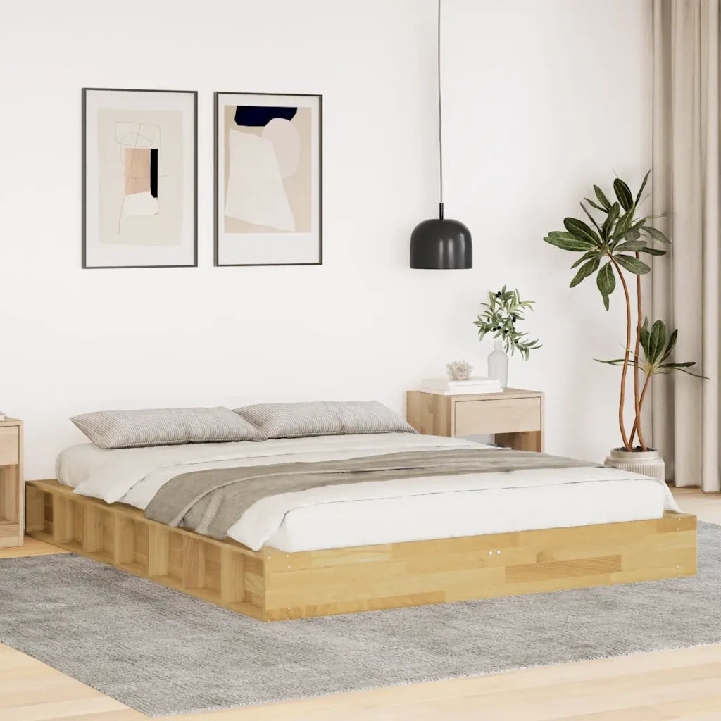 Struttura Letto Senza Materasso-Giroletto Senza Materasso 160x200 cm in Legno di Rovere 509444