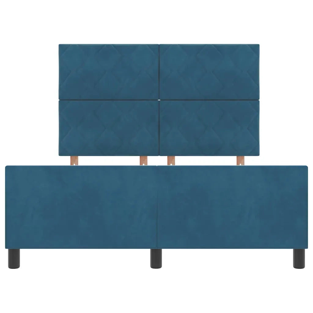 Letto a molle con testiera Blu Scuro 160 x 200 cm Velluto