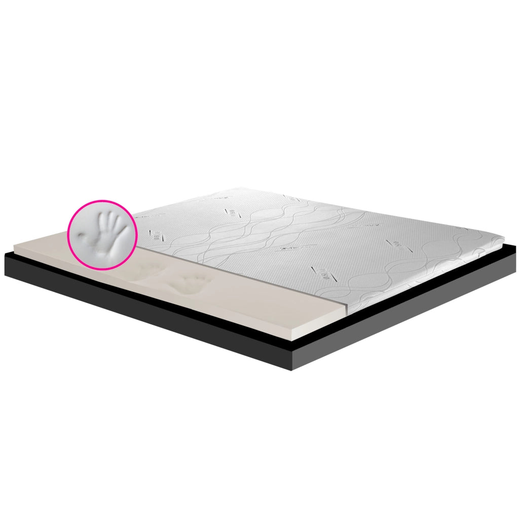 Topper materasso, sopramaterasso in memory foam, Alto 5 cm con tessuto anallergico antimicrobico sfoderabile, filato in ARGENTO - STAR FOAM PLUS king size 180x195