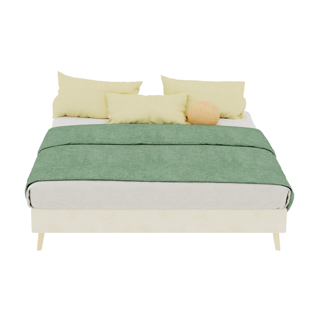 letto tessuto e metallo beige 140 x 200 cm