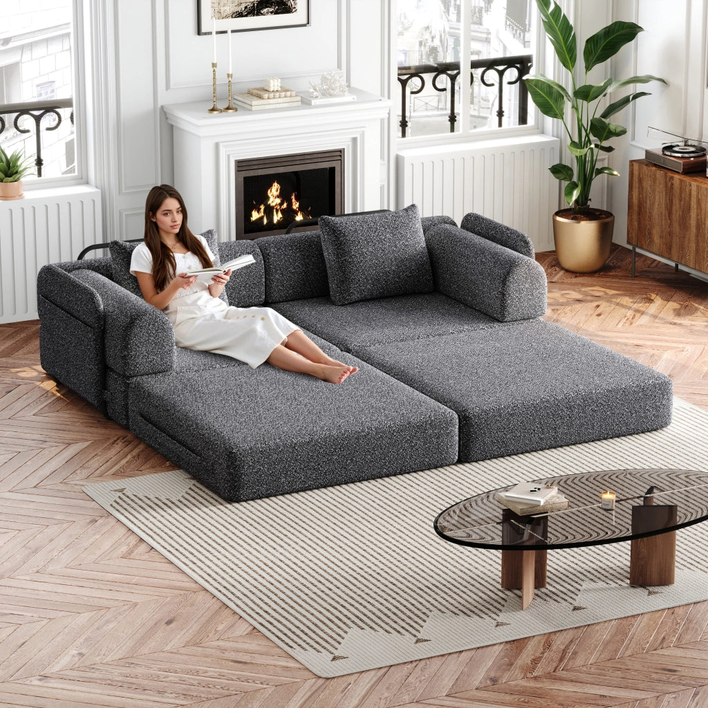 Divano Letto 2 in 1 con Contenitore ¨C Xylo ¨C Chenille, Struttura in Metallo