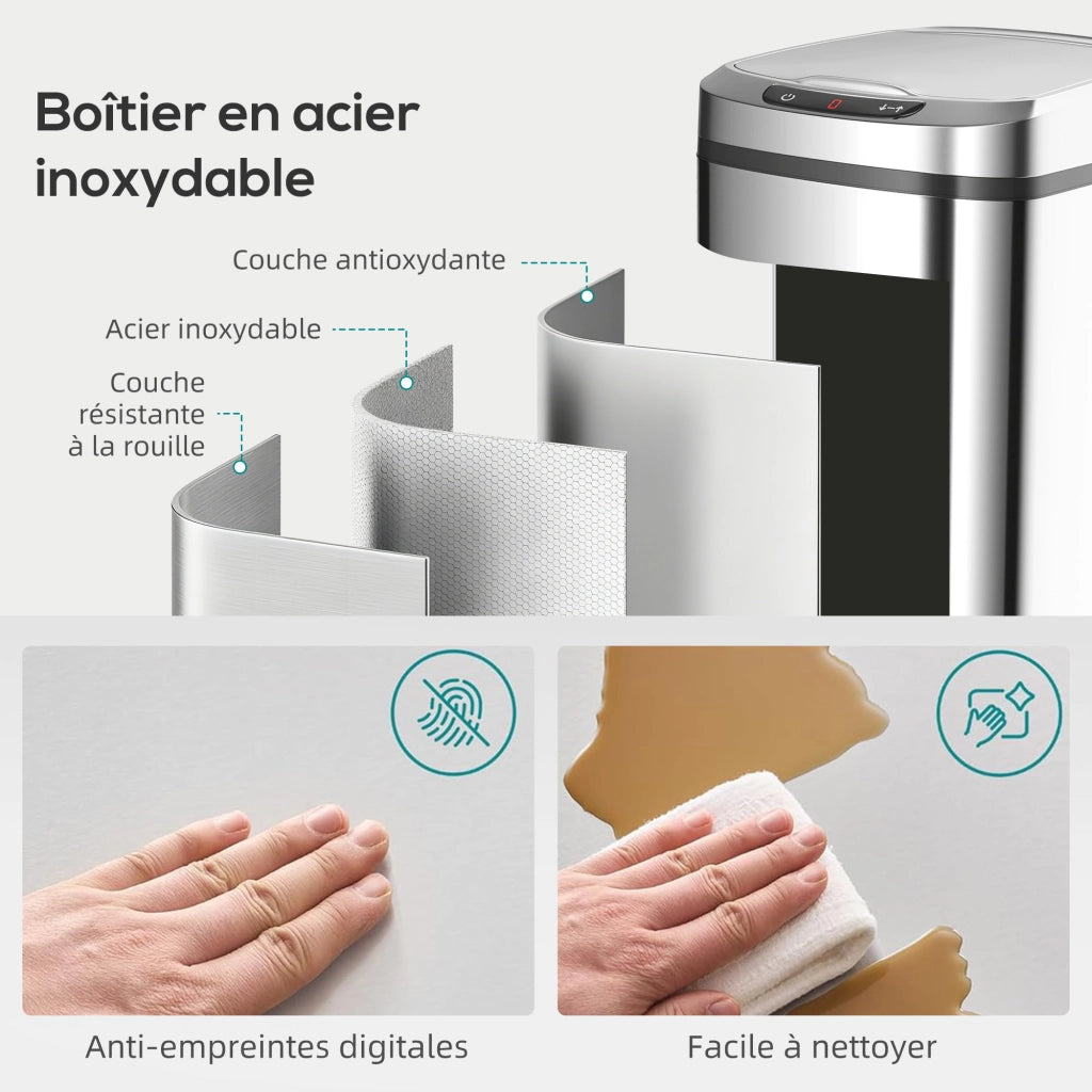 Pattumiera Automatica da Cucina con Sensore ¨C Xylo ¨C Acciaio Inox 12L 28x22x41cm Argento