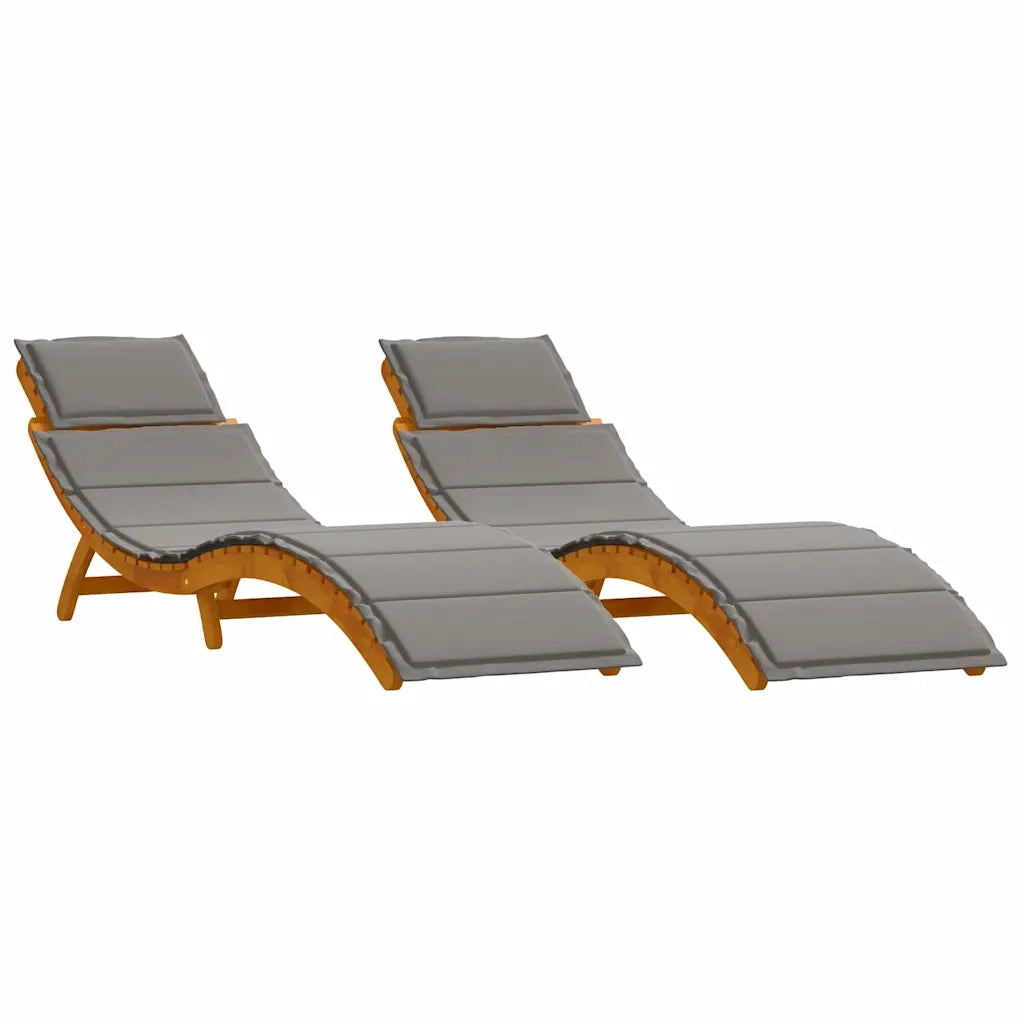 Lettino prendisole 2 pcs Grigio Legno di Acacia Massello 4107095