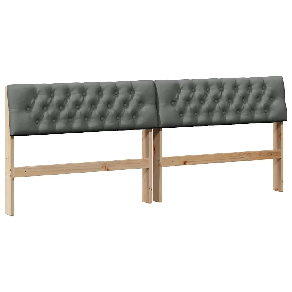 Testiera imbottita Grigio scuro 200 cm Pino massello 879155