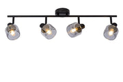 Plafoniera a barra Lucide Bjorn nera vetro 74cm 4xE14